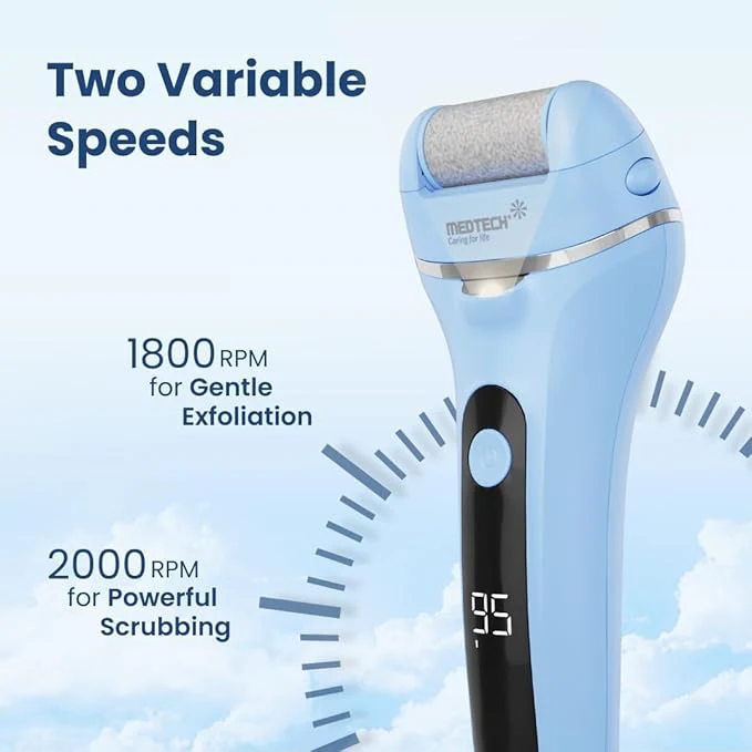 Medtech Revive Rechargeable Callus Remover for Feet | Foot scrubber for dead skin | 3 Roller Heads for Dead Skin Removal | Pedicure Machine - Image 3